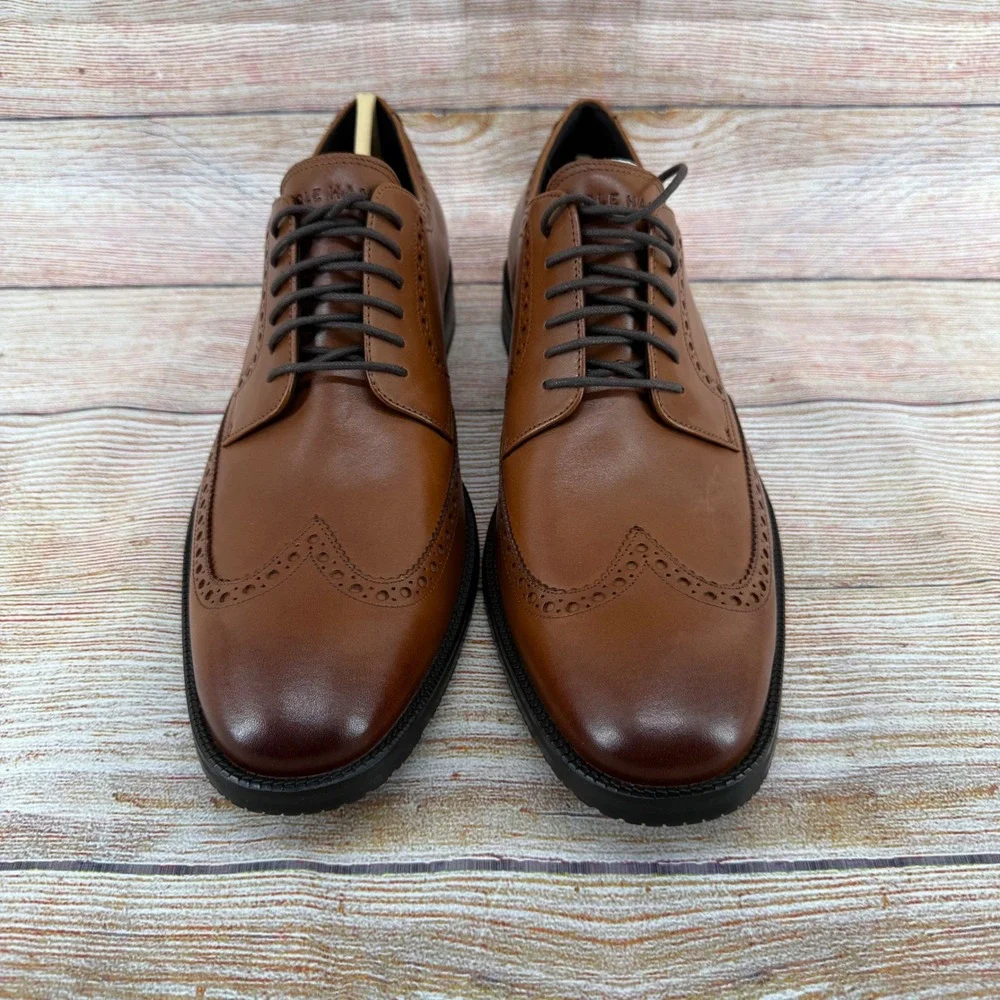 Men's Brown Leather Wingtip Oxford Dress Shoes